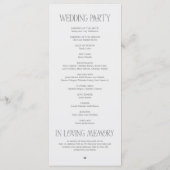 Elegantes dunkelgraues typografisches Hochzeitspro Programm (Rückseite)