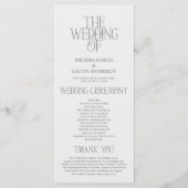 Elegantes dunkelgraues typografisches Hochzeitspro Programm (Vorderseite)