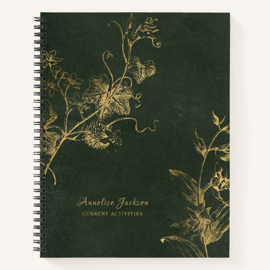 Elegantes Dunkelgrün und Gold beruflich Notizblock (Vorderseite)