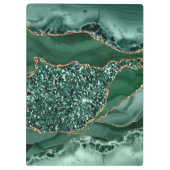 Elegantes Dunkelgrün und Gold Glitzer Ocean Agate Klemmbrett (Rückseite)