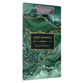 Elegantes Dunkelgrün und Gold Glitzer Ocean Agate Klemmbrett (Rechts)