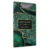 Elegantes Dunkelgrün und Gold Glitzer Ocean Agate Klemmbrett (Rechts)