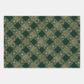 Elegantes, dunkelgrünes, goldfarbenes Spitzenmuste Geschenkpapier Set (Vorderseite 3)