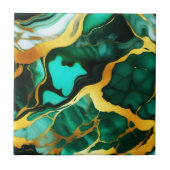 Elegantes, dunkelgrünes, goldgelbes Imitat Marmor Fliese (Vorderseite)