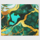 Elegantes, dunkelgrünes, goldgelbes Imitat Marmor Geschenkpapier (Flach)