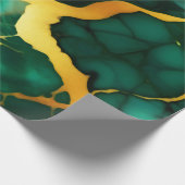 Elegantes, dunkelgrünes, goldgelbes Imitat Marmor Geschenkpapier (Ecke)