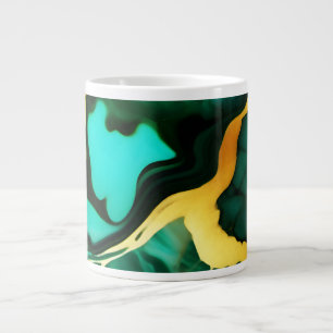 Elegantes, dunkelgrünes, goldgelbes Imitat Marmor Jumbo-Tasse