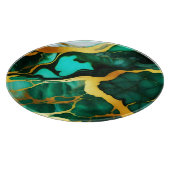 Elegantes, dunkelgrünes, goldgelbes Imitat Marmor Schneidebrett (Ecke)