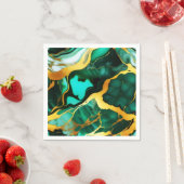 Elegantes, dunkelgrünes, goldgelbes Imitat Marmor Serviette (Beispiel)