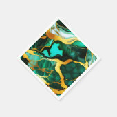 Elegantes, dunkelgrünes, goldgelbes Imitat Marmor Serviette (Ecke)