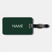 Elegantes dunkelgrünes individuelle Name-Monogramm Gepäckanhänger (Rückseite horizontal)