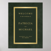 Elegantes dunkelgrünes und goldenes Hochzeitszeich Poster (Vorne)