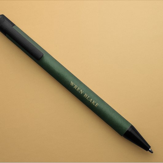 Elegantes dunkelgrünes und goldenes Schriftzug-Mon Kugelschreiber