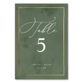 Elegantes, dunkelgrünes Wasserfarbenprädikat für H Tischnummer