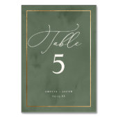 Elegantes, dunkelgrünes Wasserfarbenprädikat für H Tischnummer (Vorderseite)