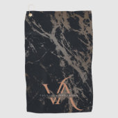 Elegantes Dunkelmarmor Rose Gold Monogram Custom Golfhandtuch (Vorderseite)