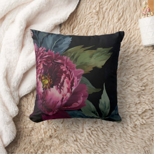 Elegantes dunkelrosa, blumenfarbenes Aquarell Kissen