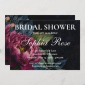 Elegantes dunkelrosa blumengeschmücktes HochzeitsB Einladung (Vorne/Hinten)