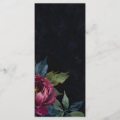 Elegantes, dunkelrosa Blumenmenü Menükarte (Rückseite)