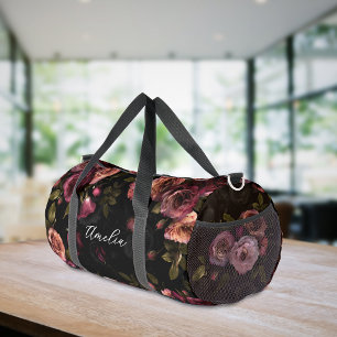 Elegantes Dunkelrosa-Burgunder Botanisches Florale Duffle Bag