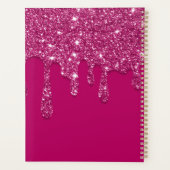 Elegantes dunkelrosa Dripping Glitzer Monogram Planer (Rückseite)