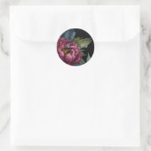 Elegantes dunkelrosa, florales Aquarell Danke Runder Aufkleber (Tasche)