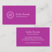 Elegantes, dunkelrosa Script Beruflich Monogram Visitenkarte (Vorne/Hinten)