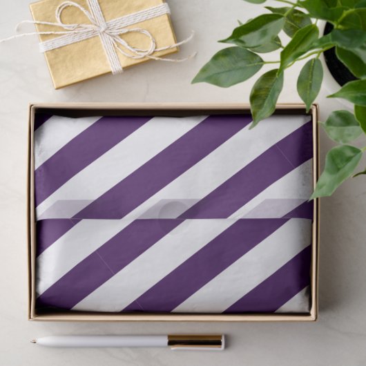Elegantes dunkelviolettes und weißes Streifenmuste Seidenpapier (Geschenk)