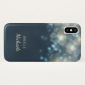 Elegantes dunkles aquamarines Bokeh Glamour-Glühen Case-Mate iPhone Hülle (Rückseite (Horizontal))