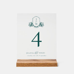 Elegantes dunkles Aquamarines botanisches Monogram Acrylschild