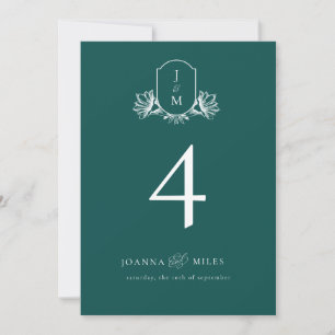 Elegantes dunkles Aquamarines botanisches Monogram Einladung