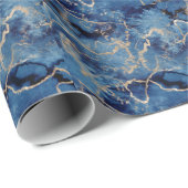 Elegantes dunkles blaues Gold Watercolor Wrapping Geschenkpapier (Rolleneckpunkt)