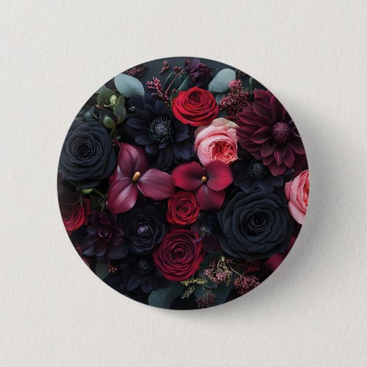 Elegantes dunkles Blumenarrangement mit Rose Button (Vorderseite)