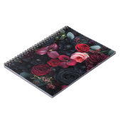 Elegantes dunkles Blumenarrangement mit Rose Notizblock (Linke Seite)