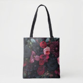 Elegantes dunkles Blumenarrangement mit Rose Tasche (Vorderseite)