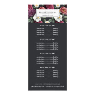 Elegantes dunkles Blumenlogo   Preisgestaltungsdie Werbekarte