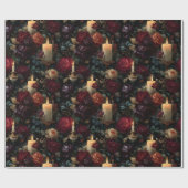 Elegantes dunkles Blumenmuster mit Kerzen Geschenkpapier (Flach)