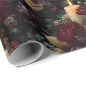 Elegantes dunkles Blumenmuster mit Kerzen Geschenkpapier (Rolleneckpunkt)