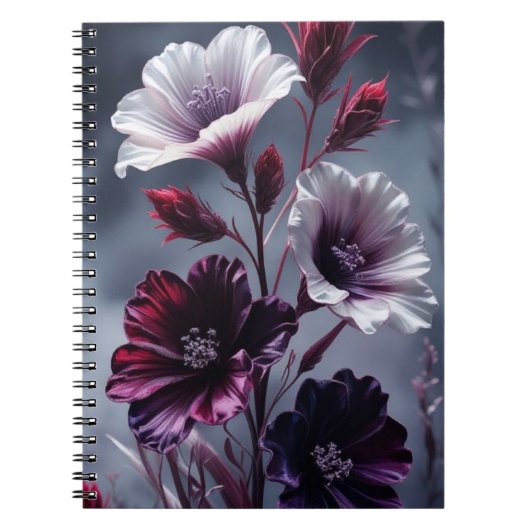 Elegantes dunkles Blumennotizbuch Notizblock (Vorderseite)