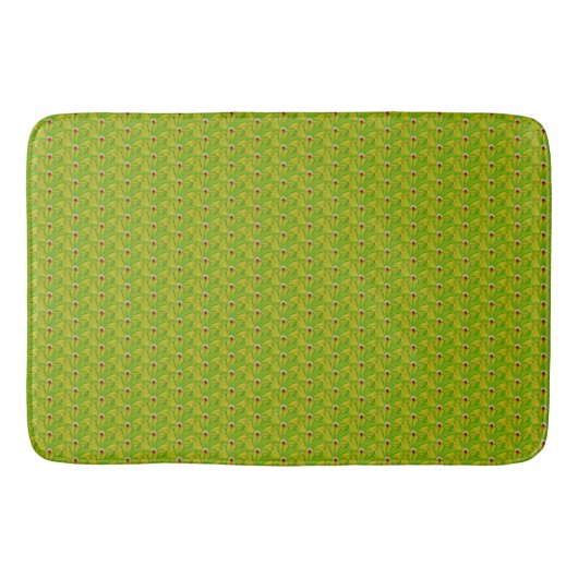 Elegantes dunkles chartreuse-grünes Blumenmuster Badematte (Vorderseite)