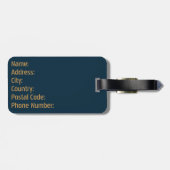 Elegantes dunkles Denim-Blau-Monogramm-Design Gepäckanhänger (Rückseite horizontal)