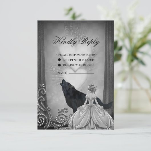 Elegantes dunkles Design RSVP Karte (Stehend Vorderseite)