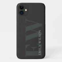 Elegantes dunkles dunkelgrünes Schwarz-Monogramm