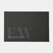 Elegantes dunkles dunkelgrünes Schwarz-Monogramm Fußmatte (Vorderseite)