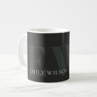Elegantes dunkles dunkelgrünes Schwarz-Monogramm Kaffeetasse