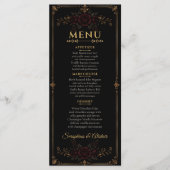 Elegantes dunkles gotisches Hochzeitsmenü Menükarte (Vorderseite)