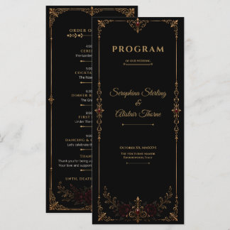 Elegantes dunkles gotisches Hochzeitsprogramm Programm