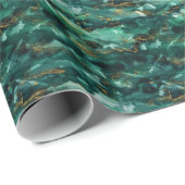 Elegantes dunkles grünes Gold Watercolor Wrapping Geschenkpapier (Rolleneckpunkt)