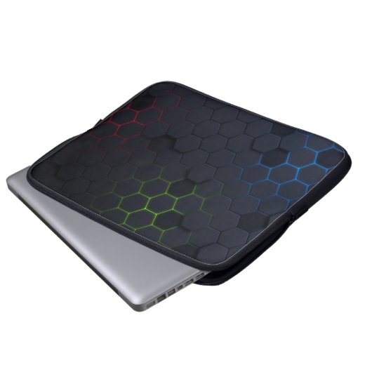 Elegantes dunkles Hexagonal-Muster Laptop-Sieb Laptopschutzhülle (Vorne Knopf)