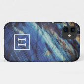 Elegantes dunkles Labradorit Monogramm Case-Mate iPhone Hülle (Rückseite (Horizontal))